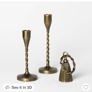 Studio McGee 3Piece Metal Candle Holders and Candle Snuffer Gold Set